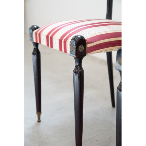 Image 1 of Paar vintage zwarte mahonie stoelen van Paolo Buffa, Italië 1950