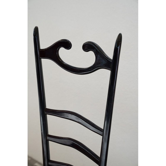 Image 1 of Paar vintage zwarte mahonie stoelen van Paolo Buffa, Italië 1950