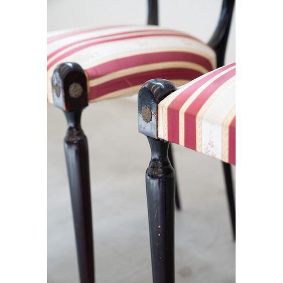 Image 1 of Paar vintage zwarte mahonie stoelen van Paolo Buffa, Italië 1950