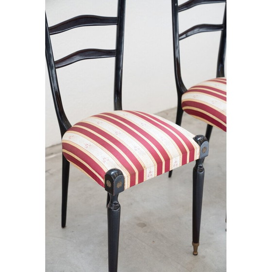 Image 1 of Paar vintage zwarte mahonie stoelen van Paolo Buffa, Italië 1950