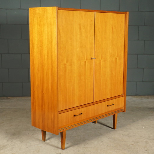 Vintage Hoogglans Highboard Kast – Notenhout – Jaren 60