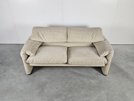 Cassina 2-Zits Bank, Alcantara Leer Creme