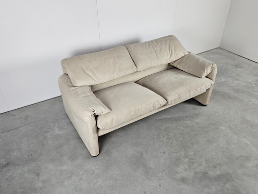 Cassina 2-Zits Bank, Alcantara Leer Creme