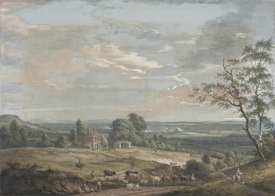 Image 1 of Landelijke Schilderij Muurschildering, Historisch Landschap Behang Schil En Plak