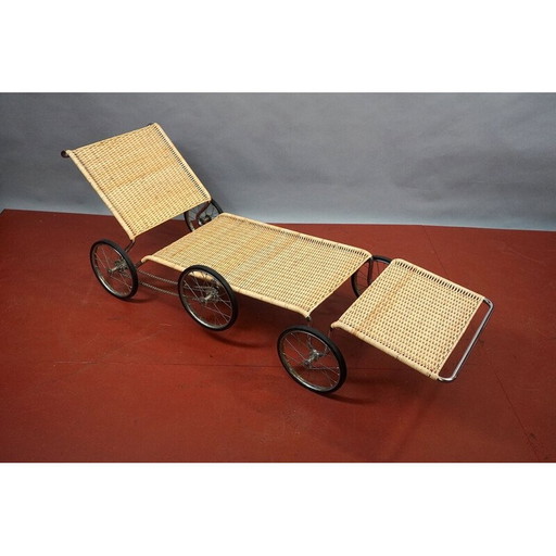 Vintage F41 lounge stoel in riet en metaal voor Tecta van Marcel Breuer, Duitsland 1984