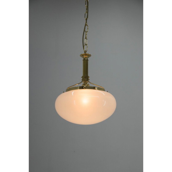 Image 1 of Vintage hanglamp van messing en glas, 2000