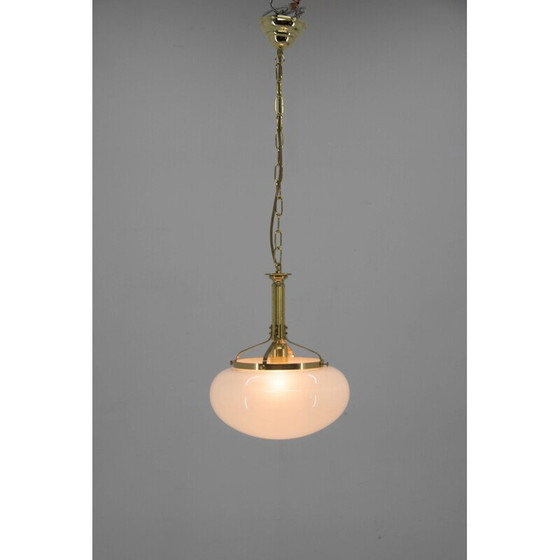 Image 1 of Vintage hanglamp van messing en glas, 2000