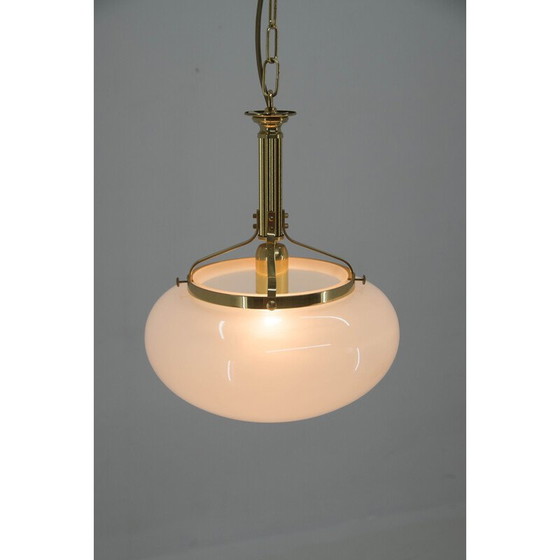 Image 1 of Vintage hanglamp van messing en glas, 2000