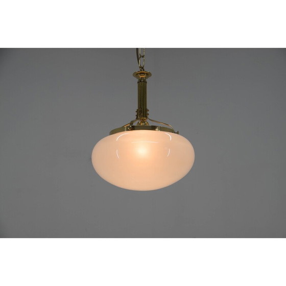 Image 1 of Vintage hanglamp van messing en glas, 2000