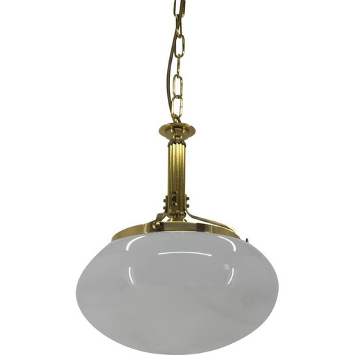 Vintage hanglamp van messing en glas, 2000