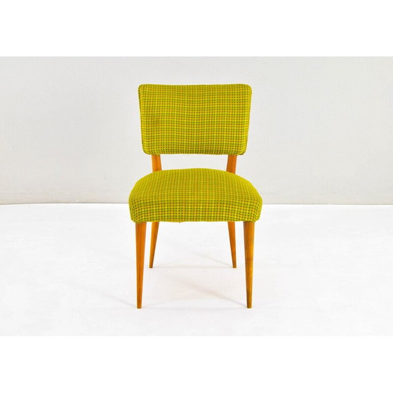 Image 1 of Set van 6 vintage Deense stoelen van teakhout en textiel, 1950