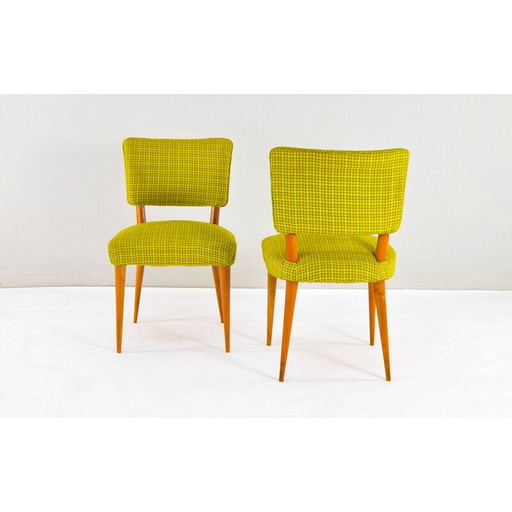 Set van 6 vintage Deense stoelen van teakhout en textiel, 1950