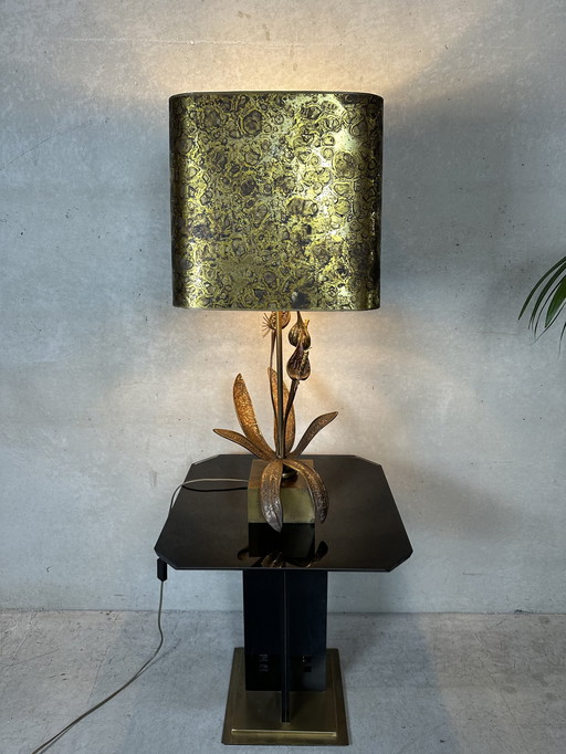 Brass Hollywood Regency Flower Lamp