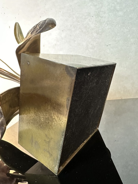 Image 1 of Brass Hollywood Regency Flower Lamp