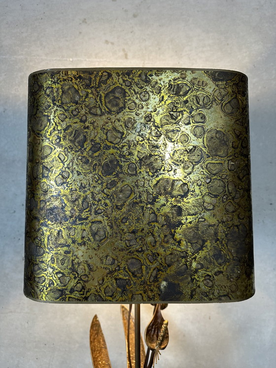 Image 1 of Brass Hollywood Regency Flower Lamp