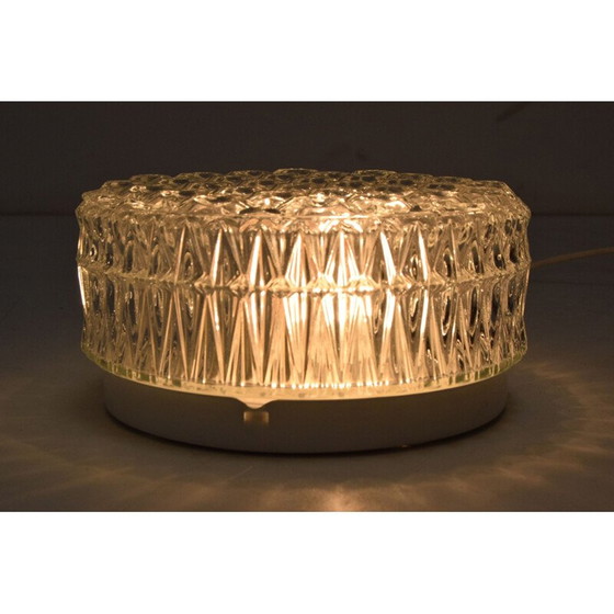 Image 1 of Vintage glazen en metalen plafond- of wandlamp, Tsjecho-Slowakije 1970