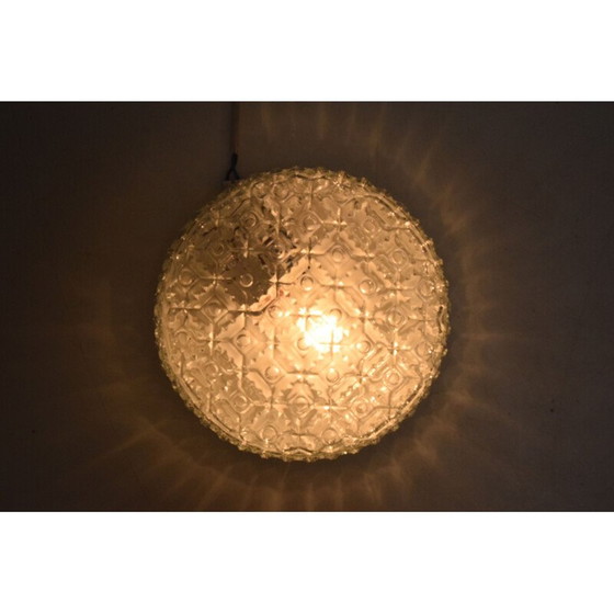 Image 1 of Vintage glazen en metalen plafond- of wandlamp, Tsjecho-Slowakije 1970
