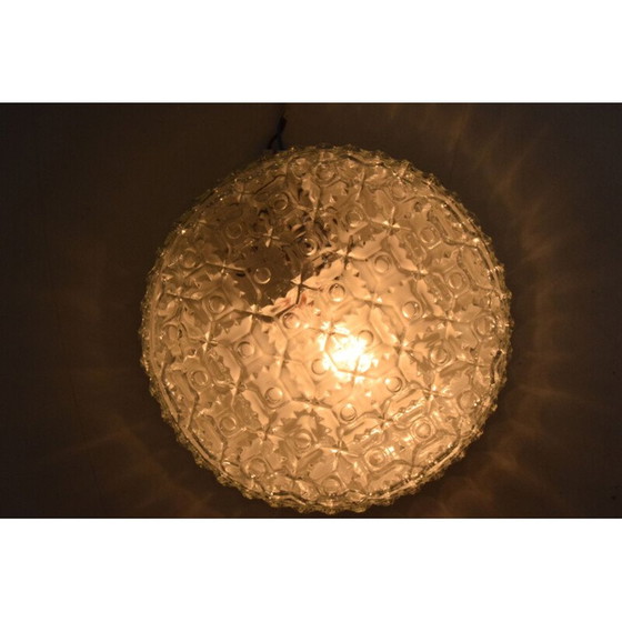Image 1 of Vintage glazen en metalen plafond- of wandlamp, Tsjecho-Slowakije 1970