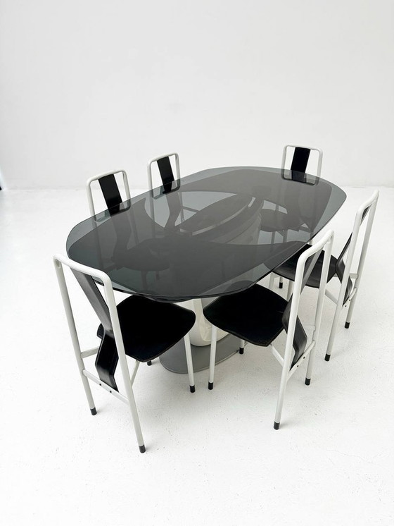 Image 1 of Set: uitschuifbare tafel Orbital van Calligaris & 6 Irma stoelen van Zanotta