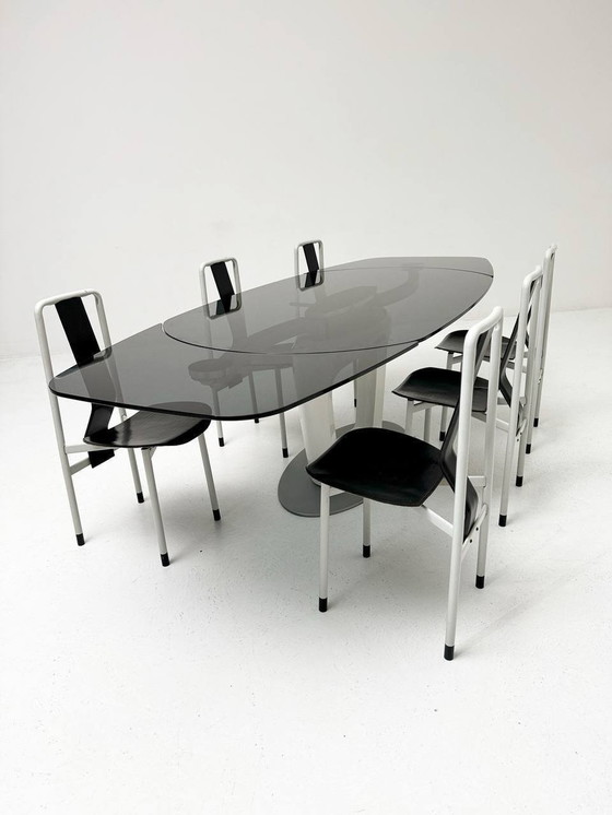 Image 1 of Set: uitschuifbare tafel Orbital van Calligaris & 6 Irma stoelen van Zanotta