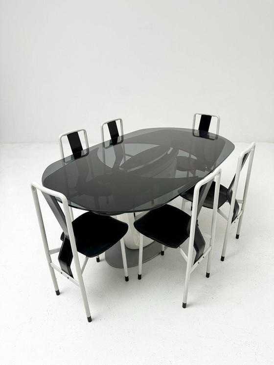 Image 1 of Set: uitschuifbare tafel Orbital van Calligaris & 6 Irma stoelen van Zanotta