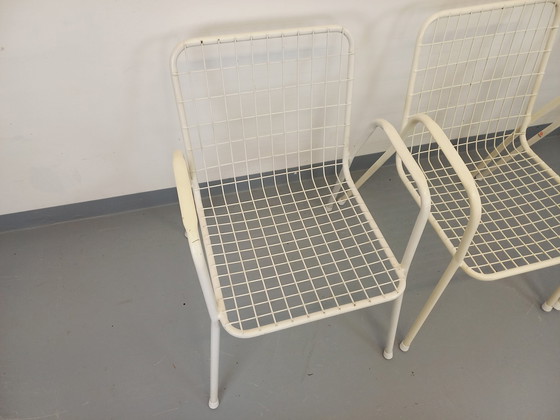 Image 1 of Suite van 4 Emu Rio Vintage Wit Metalen Fauteuils Uit De Jaren 60