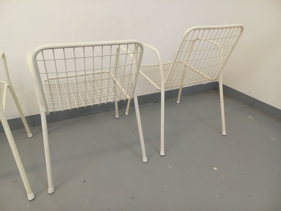 Image 1 of Suite van 4 Emu Rio Vintage Wit Metalen Fauteuils Uit De Jaren 60