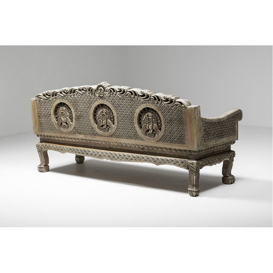 Image 1 of Nederlands houten vintage Art Nouveau bankje, 1890