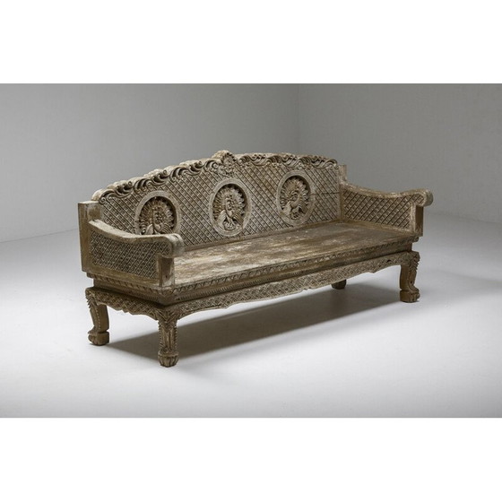 Image 1 of Nederlands houten vintage Art Nouveau bankje, 1890