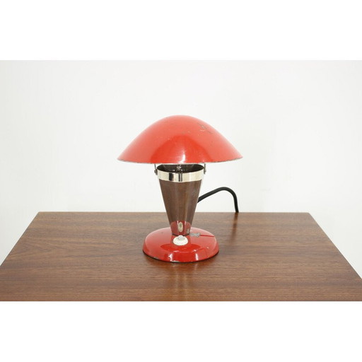 Vintage rode Bauhaus tafellamp, Tsjecho-Slowakije 1930