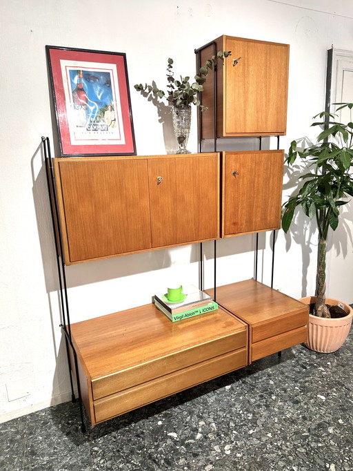 Omnia 1960 wandmeubel modulair in teak