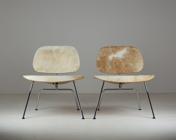 Image 1 of Charles & Ray Eames.Paar Eames Lcm stoelen in kalfshuid voor Vitra