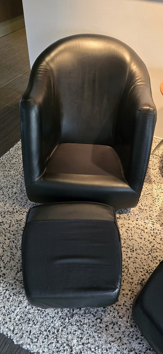 Image 1 of 2x Gerard Van Den Berg Sedeo Zwart Leder Stoel Fauteuil Design