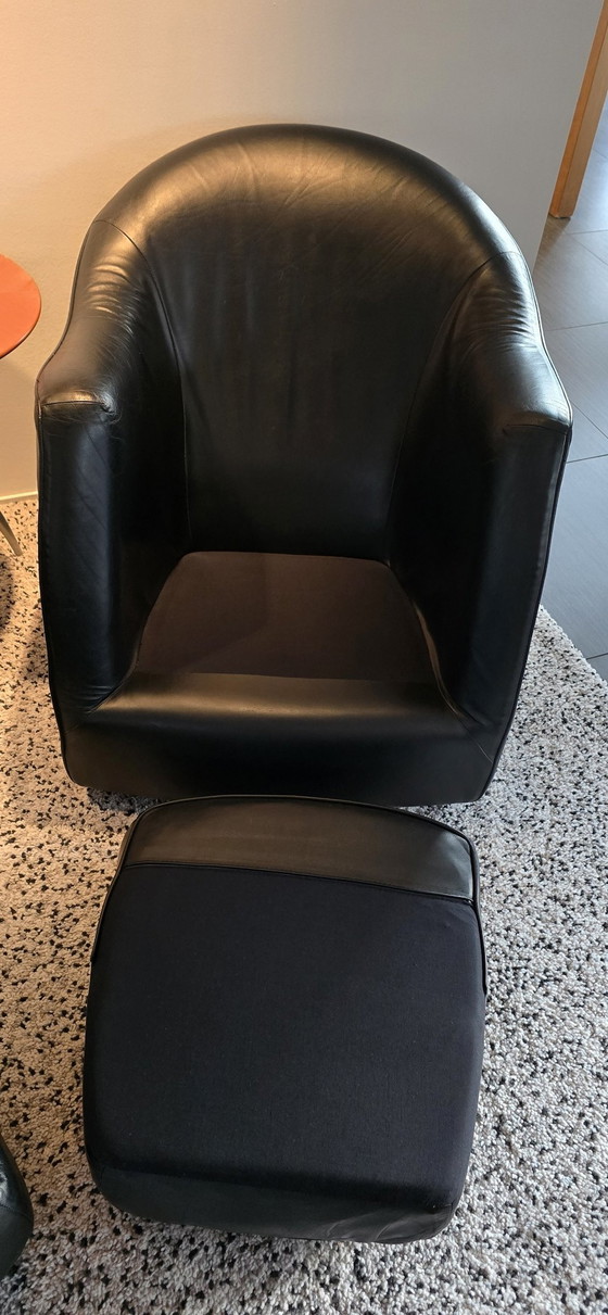 Image 1 of 2x Gerard Van Den Berg Sedeo Zwart Leder Stoel Fauteuil Design