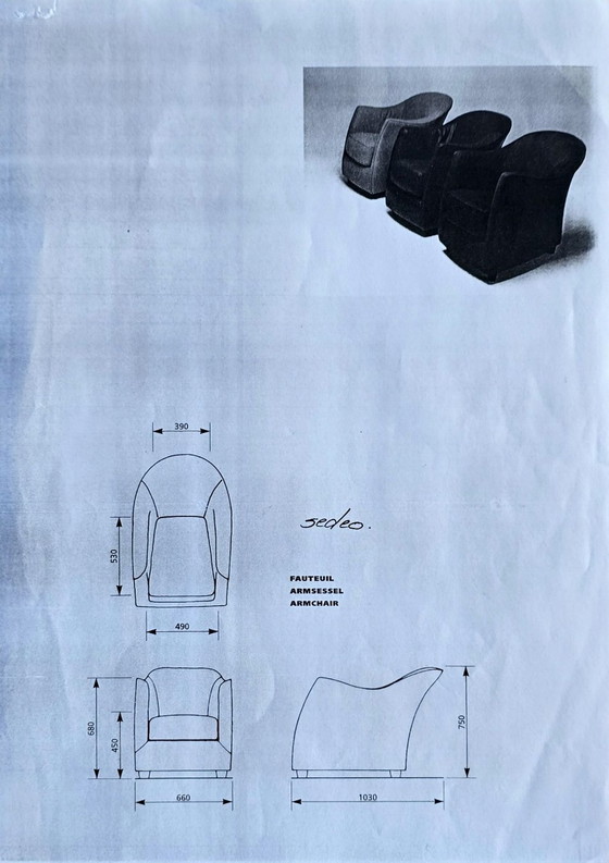 Image 1 of 2x Gerard Van Den Berg Sedeo Zwart Leder Stoel Fauteuil Design