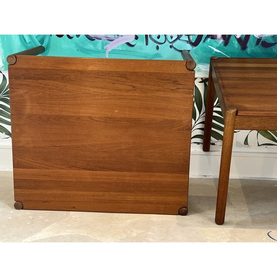Image 1 of Paar vintage massief teakhouten bijzettafels van Magnus Olesen, Denemarken 1960
