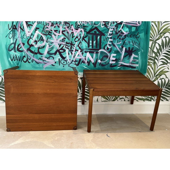Image 1 of Paar vintage massief teakhouten bijzettafels van Magnus Olesen, Denemarken 1960