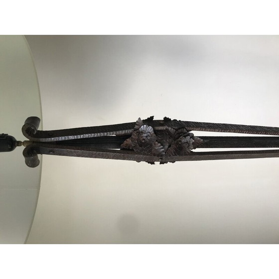 Image 1 of Vintage Art Deco smeedijzeren vloerlamp met bloemversiering, 1930