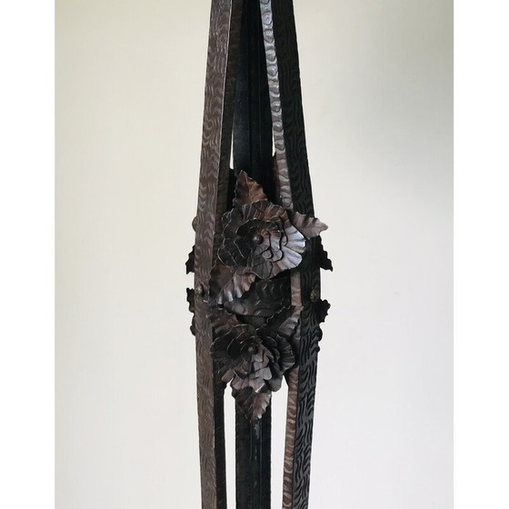 Image 1 of Vintage Art Deco smeedijzeren vloerlamp met bloemversiering, 1930