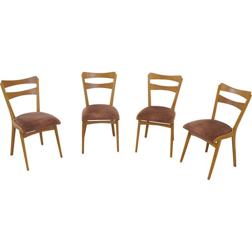 Set van 4 vintage beukenhouten stoelen van Tatra nabytok, Tsjecho-Slowakije 1960