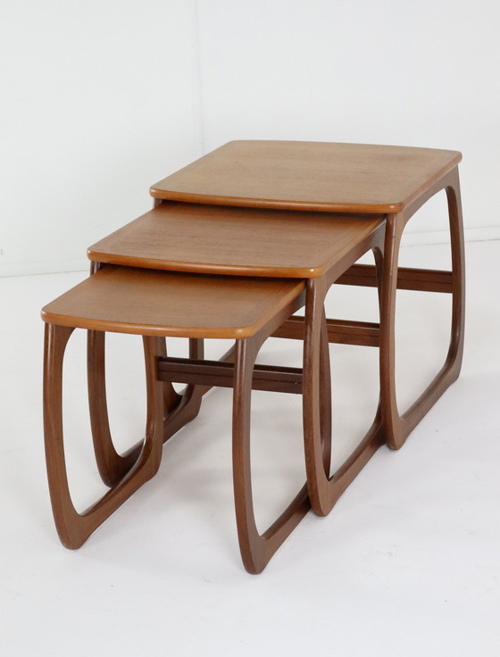 Image 1 of Set Van 3 Nathan Nesting Tables 'Umston' Vintage