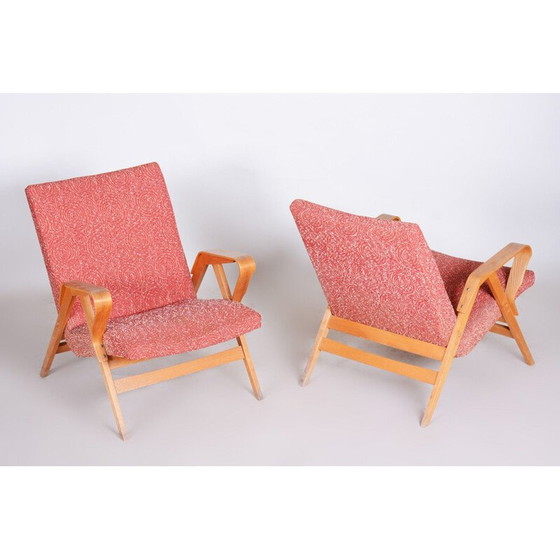 Image 1 of Paar rode mid century fauteuils, jaren 1950