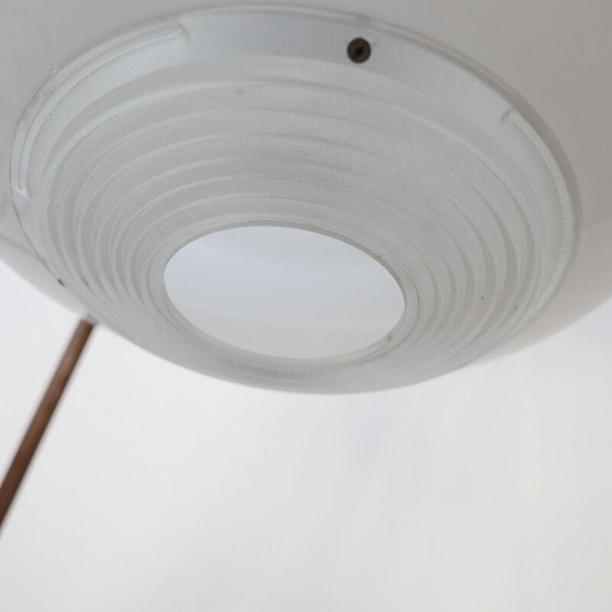 Image 1 of Vintage tweekleurige opaal glazen ophanging, holofaan, Frankrijk 1950