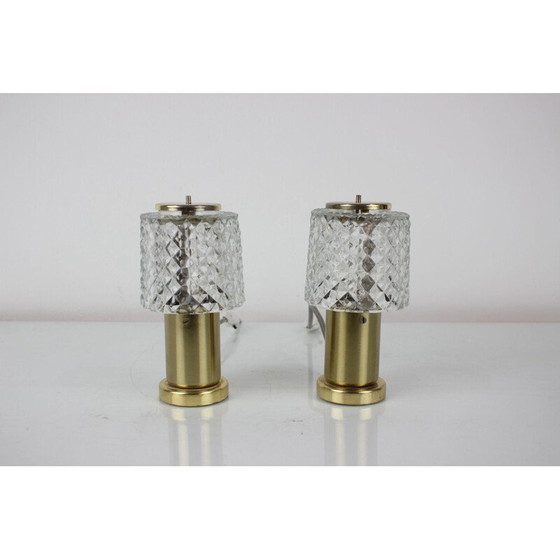 Image 1 of Paar vintage gouden tafellampen van Kamenický Šenov voor Preciosa, Tsjecho-Slowakije 1970