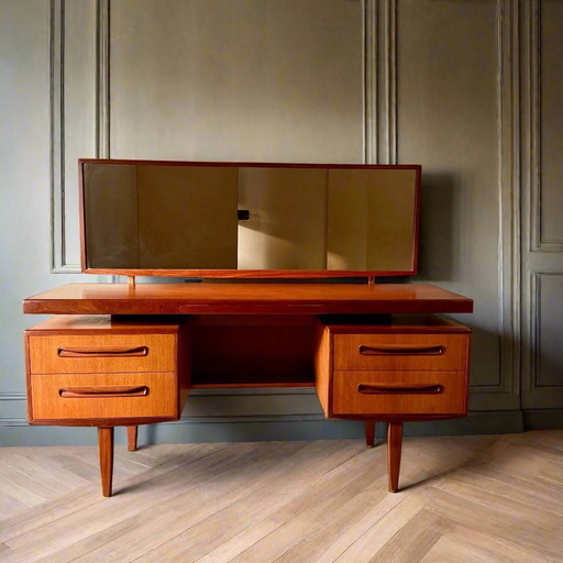 Mid-Century Modern G Plan Fresco Floating Top Teak Vanity Desk By Victor Wilkins, Uk 1960