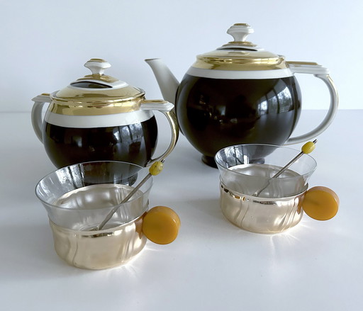 Art Deco Koffie/thee servies, set van 4 stuks