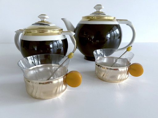 Art Deco Koffie/thee servies, set van 4 stuks