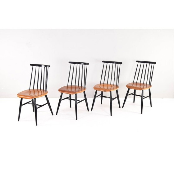 Image 1 of Set van 4 mid century Scandinavische Fanett eetkamerstoelen van Ilmari Tapiovaara