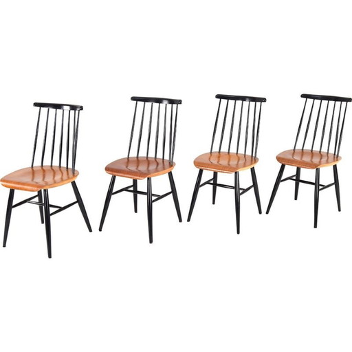 Set van 4 mid century Scandinavische Fanett eetkamerstoelen van Ilmari Tapiovaara