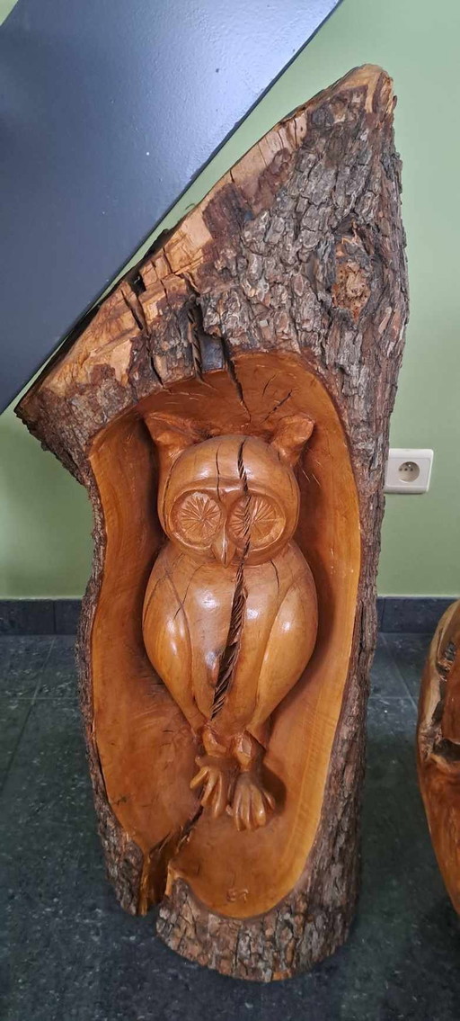 Houtsculptuur Uil